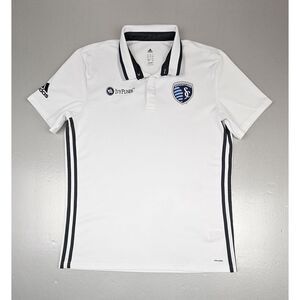 Adidas Sporting KC Golf Polo Shirt Mens L.‎ MLS Soccer Short Sleeve.